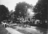 Team of horses pulling a parade float, Willimasville, Vt.