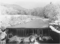 Winter dam in river, Williamsville, Vt.