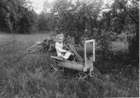 Ruth Thayer in a homemade go-cart, Newfane, Vt.