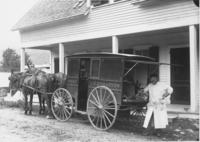 L.E.Stratton Meat Cart with John Lewis in front of South Newfane Store