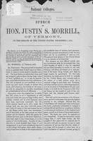 National colleges : speech of Hon. Justin S. Morrill of Vermont in the Senate of             the United States, December 5, 1872.