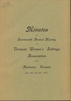 Minutes of the 17th annual meeting of the Vermont Woman's Suffrage Association held at Rochester, Vermont, June 5 and 26, 1901.