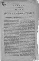 Tariff : speech of Hon. Justin S. Morrill, of Vermont, delivered in the U.S.             House of Representatives, April 23, 1860.
