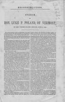 Reconstruction : speech of Hon. Luke P. Poland, of Vermont, in the United States             Senate, June 5, 1866.