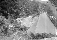Tent near boulders