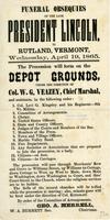 Funeral obsequies of the late President Lincoln, in Rutland, Vermont, Wednesday,             April 19, 1865