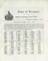 General order no. 10 ... For the purpose of completing the quota of the state of Vermont of the three hundred thousand men recently call for by the President