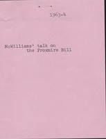 Dairy -- Proxmire Bill-McWilliams Talk, 1964