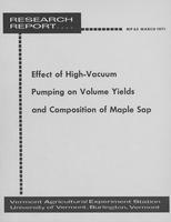 Effect of high-vacuum pumping on volume yields and composition of maple sap