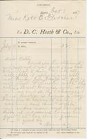 Invoice from D.C. Heath & Co. to Katherine Fletcher, 1887 October 1 and Henrietta Fletcher to Katherine Fletcher