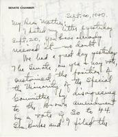 Warren R. Austin letter to Mrs. C.G. (Ann) Austin, September 20, 1940