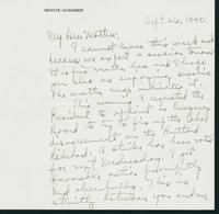 Warren R. Austin letter to Mrs. C.G. (Ann) Austin, September 26, 1940