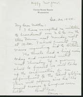 Warren R. Austin letter to Mrs. C.G. (Ann) Austin, December 30, 1940