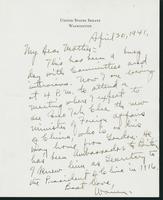 Warren R. Austin letter to Mrs. C.G. (Ann) Austin, April 30, 1941