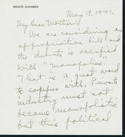 Warren R. Austin letter to Mrs. C.G. (Ann) Austin, May 19, 1941
