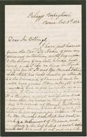 Letter from CAROLINE CRANE MARSH to FREDERICK BILLINGS, dated                             October 8, 1882.