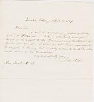 Letter from JOHN PORTER to GEORGE PERKINS MARSH, dated April 14,                             1857.