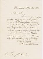 Letter from NORMAN WILLIAMS to GEORGE PERKINS MARSH, dated April                             28, 1858.