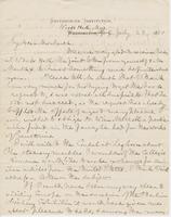 Letter from SPENCER FULLERTON BAIRD to CAROLINE CRANE MARSH,                             dated July 22, 1881.