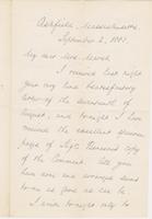 Letter from CHARLES ELIOT NORTON to CAROLINE CRANE MARSH, dated                             September 2, 1881.