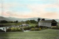 Covered bridge and cows